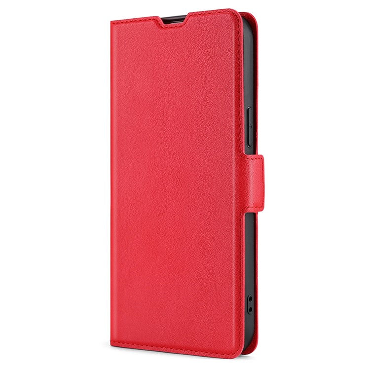 For vivo Y02 4G PU Leather Stand Cover Ultra Slim Shockproof Phone Case with Card Slot - Red