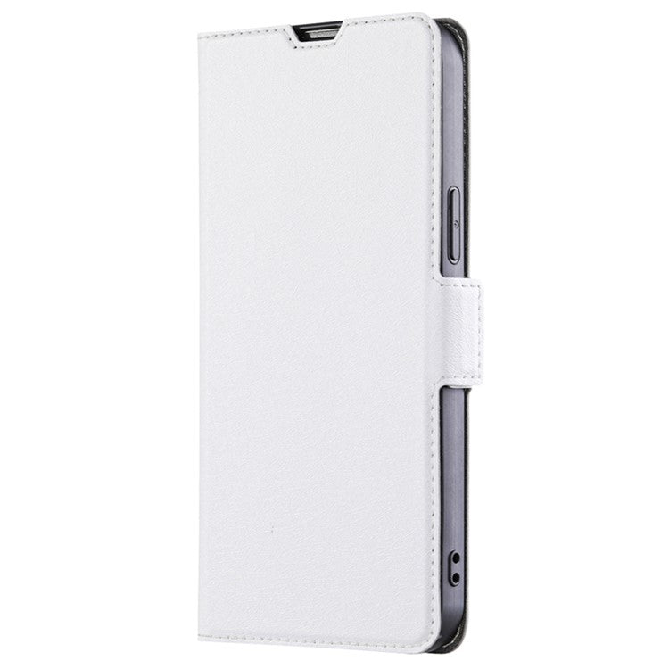 For vivo Y02 4G PU Leather Stand Cover Ultra Slim Shockproof Phone Case with Card Slot - White