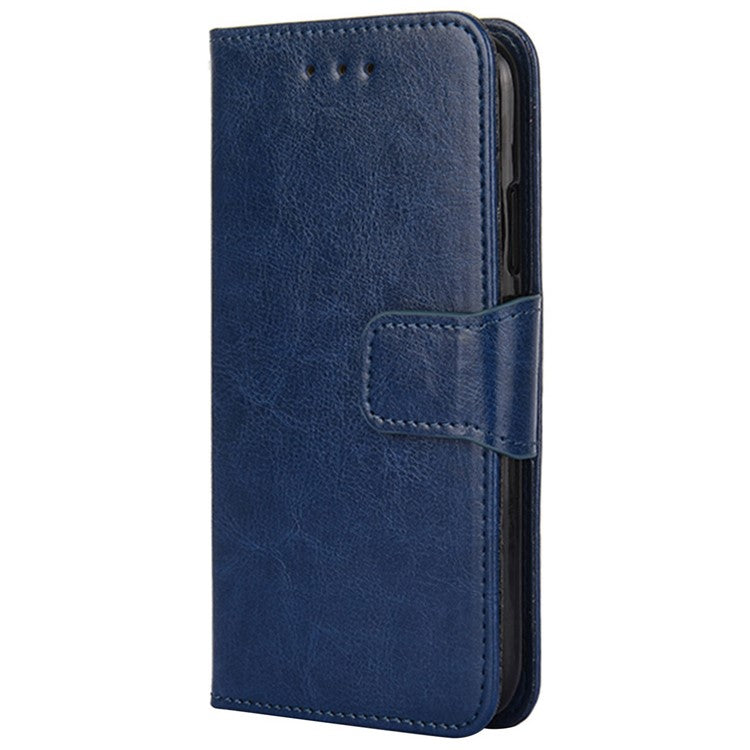 For vivo Y02 4G Foldable Stand Cover Textured PU Leather Shockproof Phone Wallet Case - Sapphire