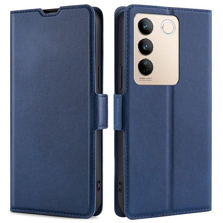 PU Leather Stand Flip Cover for vivo S16 / S16 Pro, Card Slots Protective Slim Phone Case - Blue