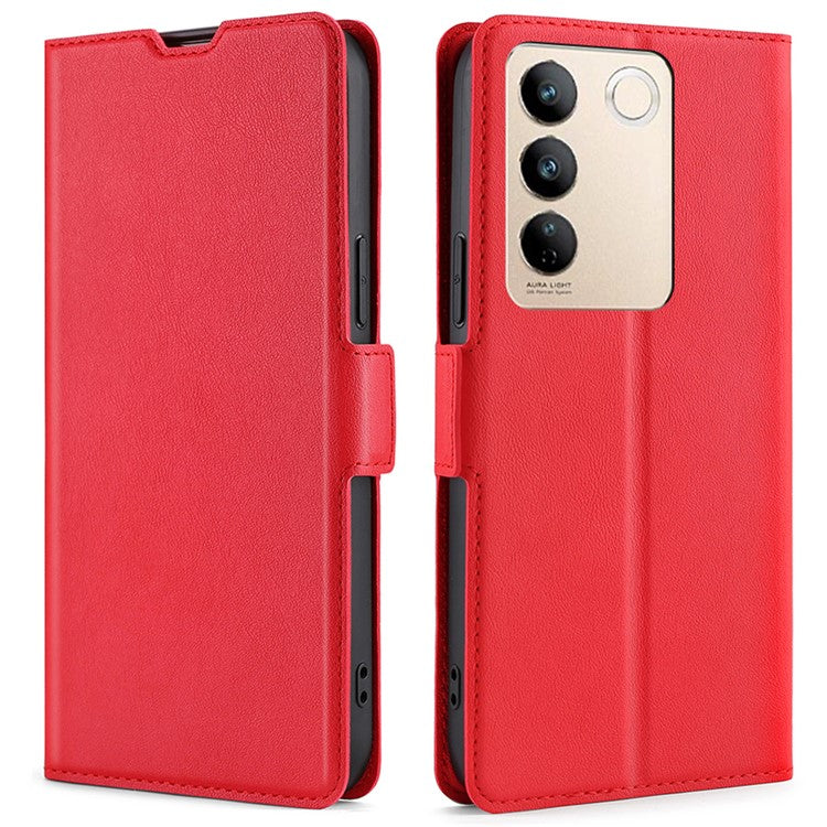 PU Leather Stand Flip Cover for vivo S16 / S16 Pro, Card Slots Protective Slim Phone Case - Red