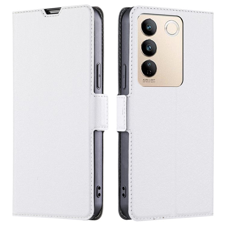 PU Leather Stand Flip Cover for vivo S16 / S16 Pro, Card Slots Protective Slim Phone Case - White