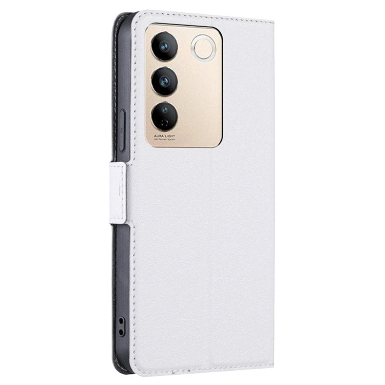 PU Leather Stand Flip Cover for vivo S16 / S16 Pro, Card Slots Protective Slim Phone Case - White