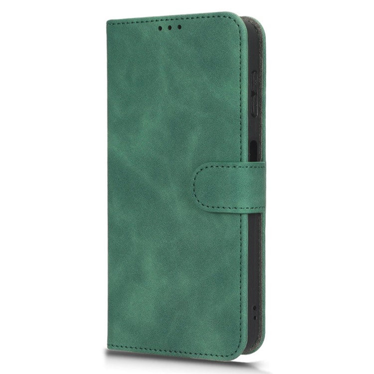 Flip Shell for vivo Y02 4G Skin-touch PU Phone Leather Case Wallet Stand Cell Phone Cover - Green