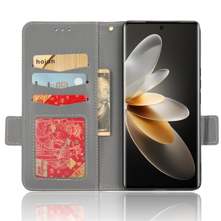 For vivo S16 / S16 Pro / V27 / V27 Pro Anti-Fingerprint Phone Case Wallet Stand Litchi Texture PU Leather Dual Magnetic Clasp Cover - Grey