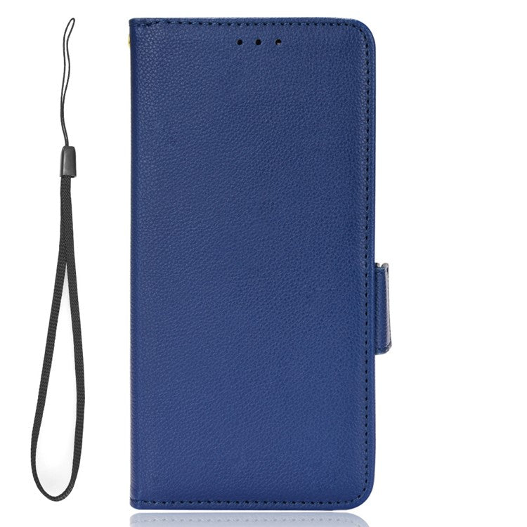 For vivo S16 / S16 Pro / V27 / V27 Pro Anti-Fingerprint Phone Case Wallet Stand Litchi Texture PU Leather Dual Magnetic Clasp Cover - Dark Blue