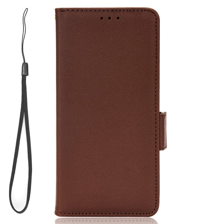 For vivo S16 / S16 Pro / V27 / V27 Pro Anti-Fingerprint Phone Case Wallet Stand Litchi Texture PU Leather Dual Magnetic Clasp Cover - Brown