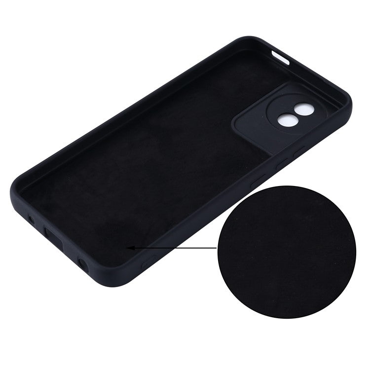 For vivo Y02 4G Liquid Silicone Case Anti-collision Cell Phone Cover Protector with Strap - Black