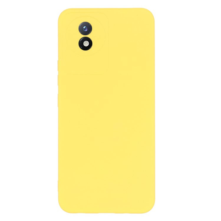 For vivo Y02 4G Liquid Silicone Case Anti-collision Cell Phone Cover Protector with Strap - Yellow