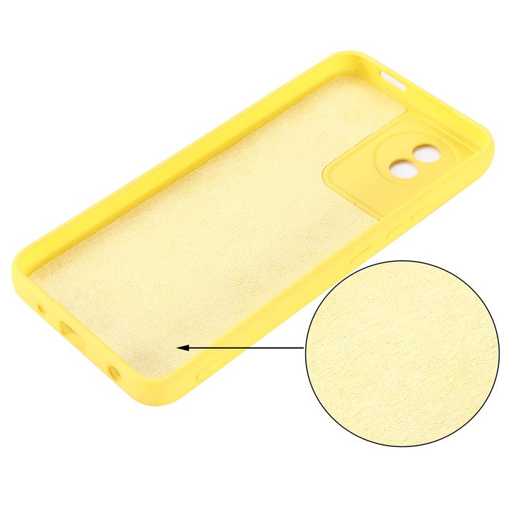 For vivo Y02 4G Liquid Silicone Case Anti-collision Cell Phone Cover Protector with Strap - Yellow