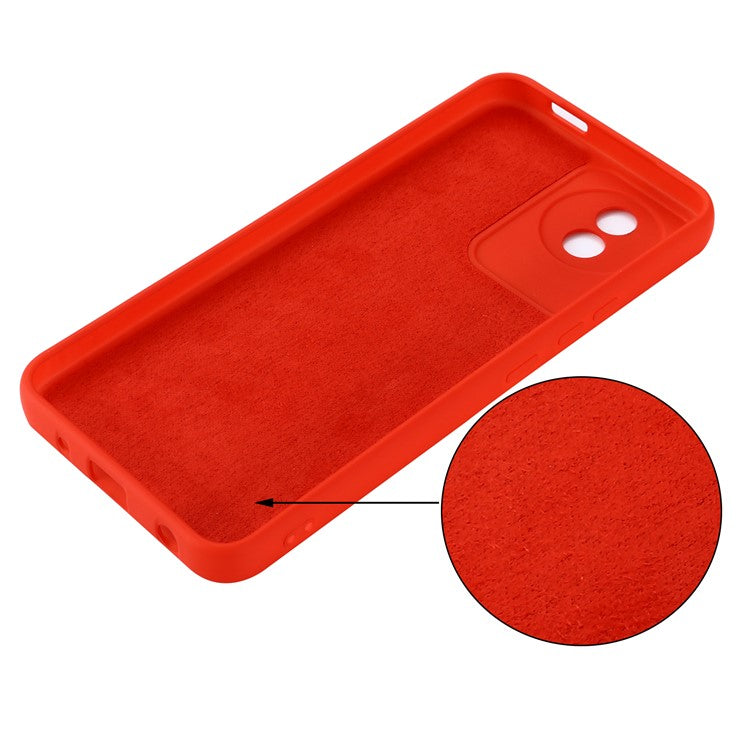 For vivo Y02 4G Liquid Silicone Case Anti-collision Cell Phone Cover Protector with Strap - Red