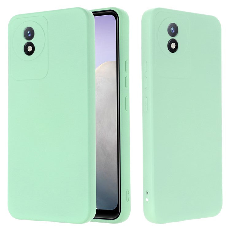 For vivo Y02 4G Liquid Silicone Case Anti-collision Cell Phone Cover Protector with Strap - Green