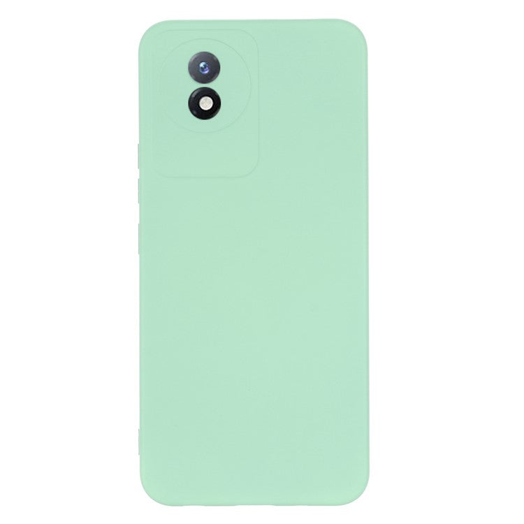 For vivo Y02 4G Liquid Silicone Case Anti-collision Cell Phone Cover Protector with Strap - Green