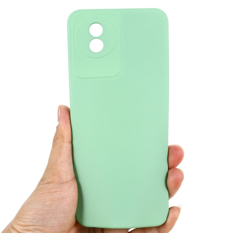 For vivo Y02 4G Liquid Silicone Case Anti-collision Cell Phone Cover Protector with Strap - Green