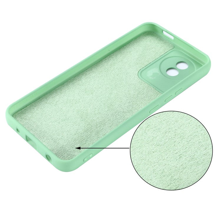 For vivo Y02 4G Liquid Silicone Case Anti-collision Cell Phone Cover Protector with Strap - Green