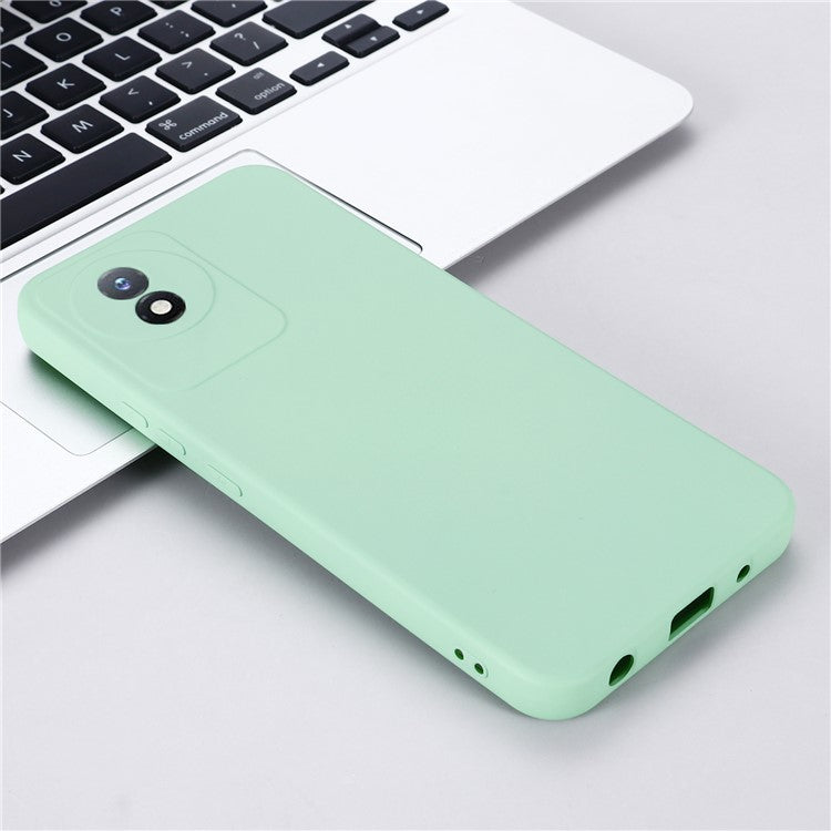 For vivo Y02 4G Liquid Silicone Case Anti-collision Cell Phone Cover Protector with Strap - Green