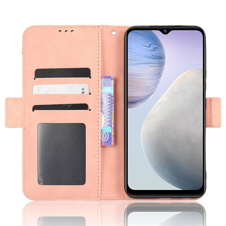 For vivo Y02 4G Anti-scratch Phone Cover PU Leather Multiple Card Slots Stand Wallet Phone Case - Pink