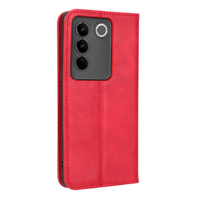 For vivo S16 / S16 Pro / V27 / V27 Pro Phone Leather Case Retro Texture Wallet Mobile Phone Cover - Red