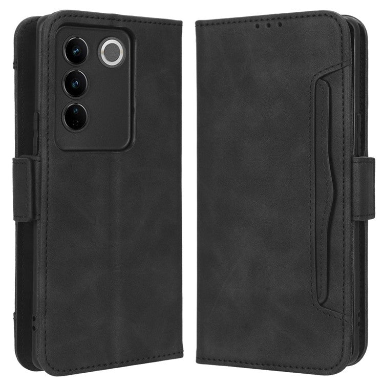 For vivo S16 / S16 Pro / V27 / V27 Pro PU Leather Phone Cover Multiple Card Slots Stand Wallet Shock-absorbing Phone Case - Black