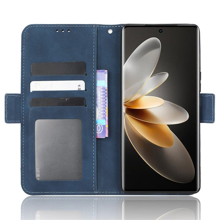 For vivo S16 / S16 Pro / V27 / V27 Pro PU Leather Phone Cover Multiple Card Slots Stand Wallet Shock-absorbing Phone Case - Blue