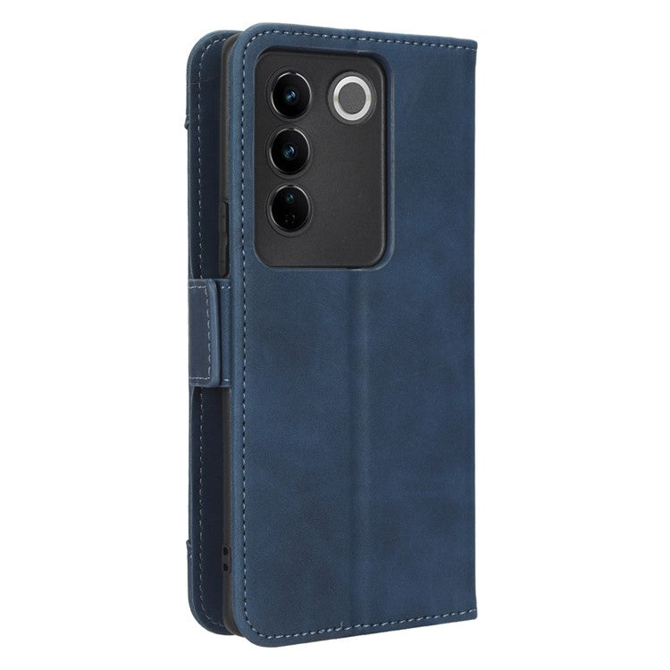 For vivo S16 / S16 Pro / V27 / V27 Pro PU Leather Phone Cover Multiple Card Slots Stand Wallet Shock-absorbing Phone Case - Blue