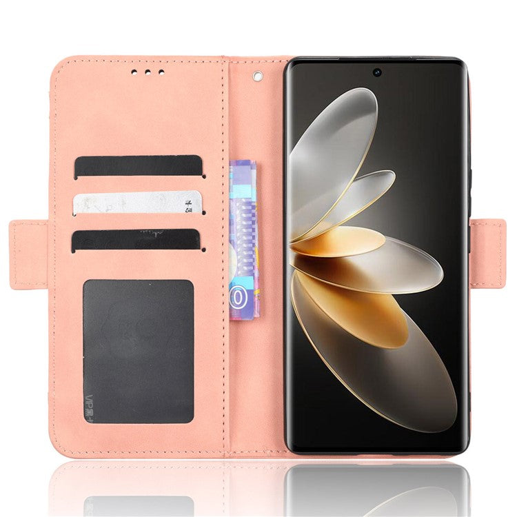 For vivo S16 / S16 Pro / V27 / V27 Pro PU Leather Phone Cover Multiple Card Slots Stand Wallet Shock-absorbing Phone Case - Pink