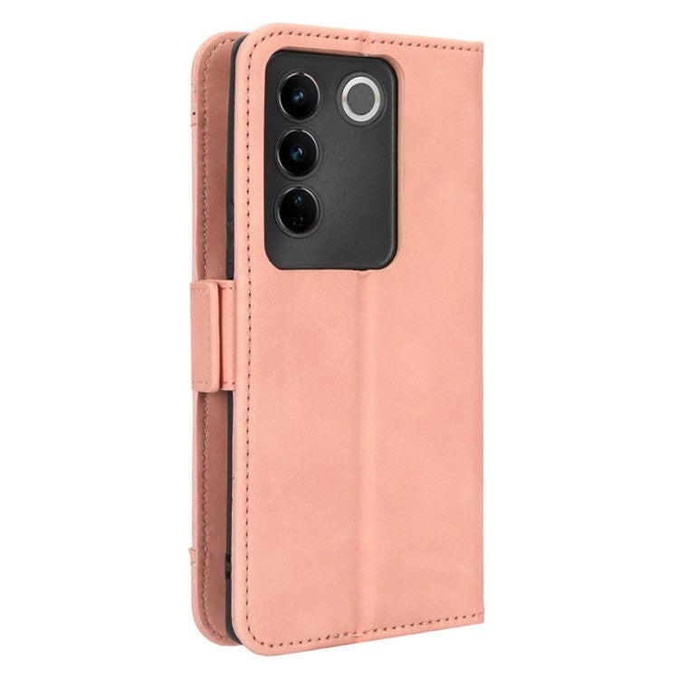 For vivo S16 / S16 Pro / V27 / V27 Pro PU Leather Phone Cover Multiple Card Slots Stand Wallet Shock-absorbing Phone Case - Pink