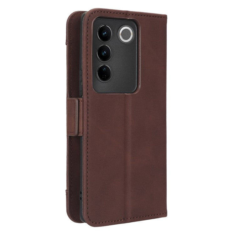 For vivo S16 / S16 Pro / V27 / V27 Pro PU Leather Phone Cover Multiple Card Slots Stand Wallet Shock-absorbing Phone Case - Brown