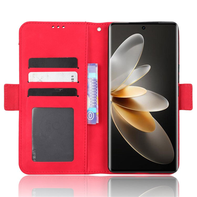 For vivo S16 / S16 Pro / V27 / V27 Pro PU Leather Phone Cover Multiple Card Slots Stand Wallet Shock-absorbing Phone Case - Red