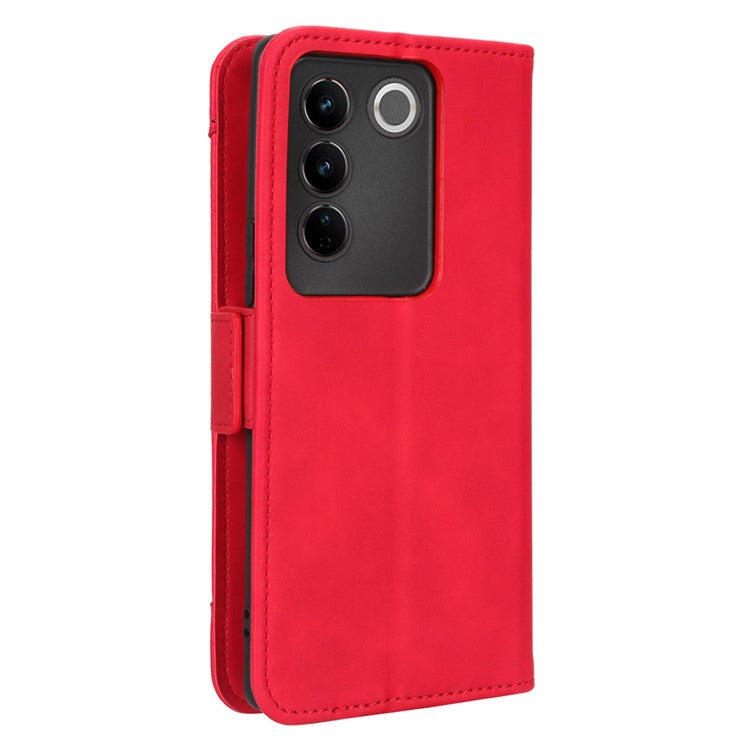 For vivo S16 / S16 Pro / V27 / V27 Pro PU Leather Phone Cover Multiple Card Slots Stand Wallet Shock-absorbing Phone Case - Red