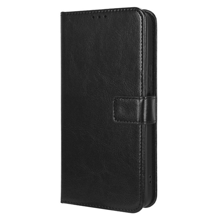 For vivo S16 / S16 Pro / V27 / V27 Pro Crazy Horse Texture PU Leather Wallet Stand Case Flip Phone Cover with Strap - Black