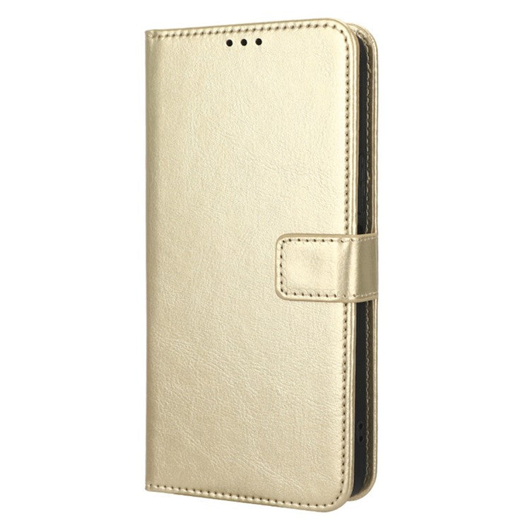 For vivo S16 / S16 Pro / V27 / V27 Pro Crazy Horse Texture PU Leather Wallet Stand Case Flip Phone Cover with Strap - Gold