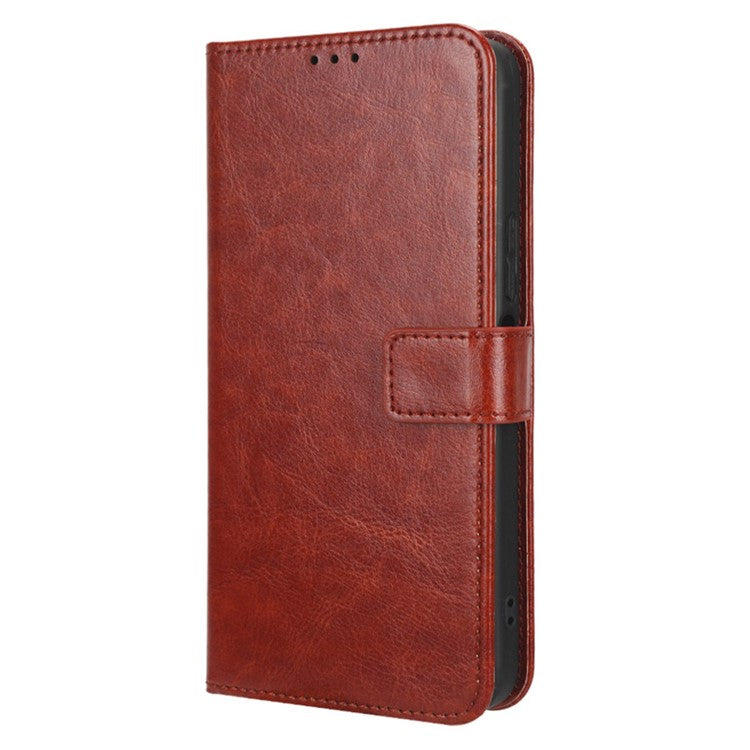 For vivo S16 / S16 Pro / V27 / V27 Pro Crazy Horse Texture PU Leather Wallet Stand Case Flip Phone Cover with Strap - Brown