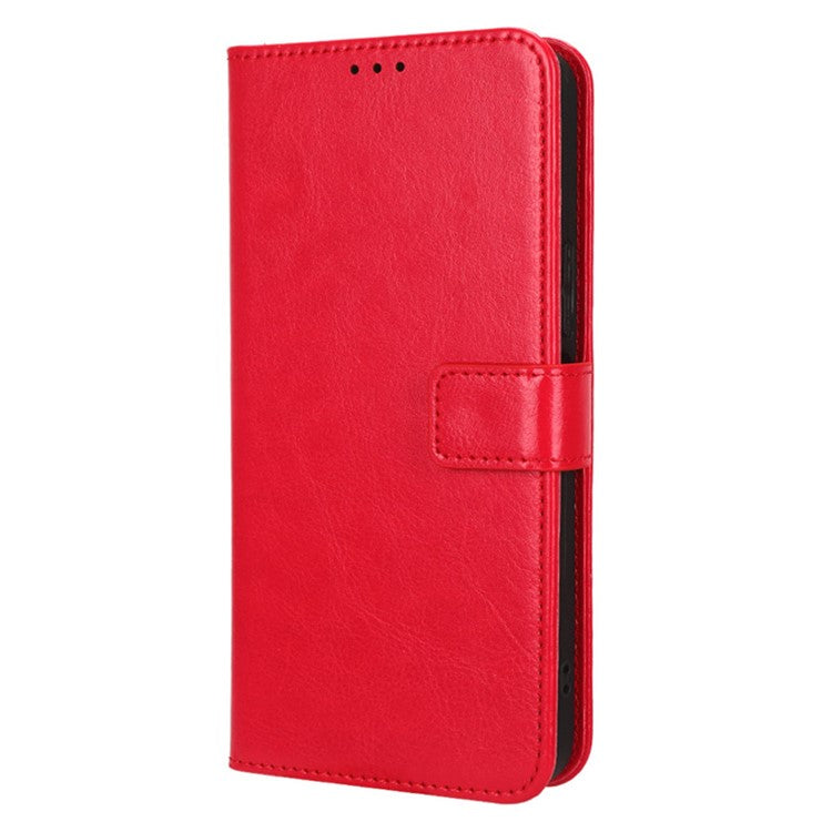 For vivo S16 / S16 Pro / V27 / V27 Pro Crazy Horse Texture PU Leather Wallet Stand Case Flip Phone Cover with Strap - Red