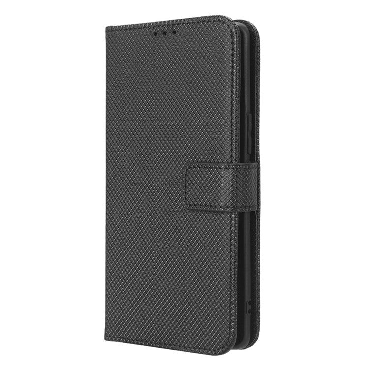 For vivo S16 / S16 Pro / V27 / V27 Pro Phone Stand Case PU Leather Diamond Texture Wallet Phone Cover - Black