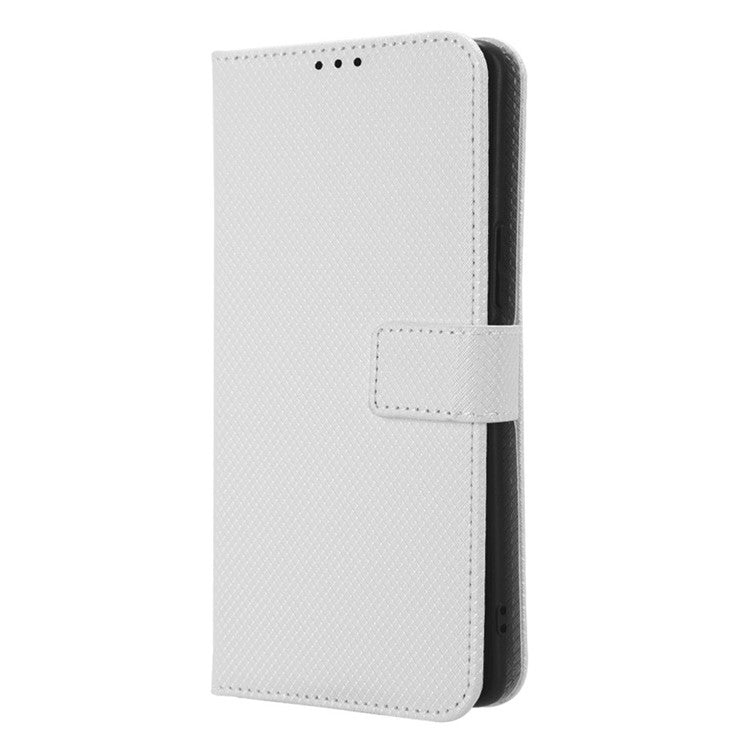 For vivo S16 / S16 Pro / V27 / V27 Pro Phone Stand Case PU Leather Diamond Texture Wallet Phone Cover - White