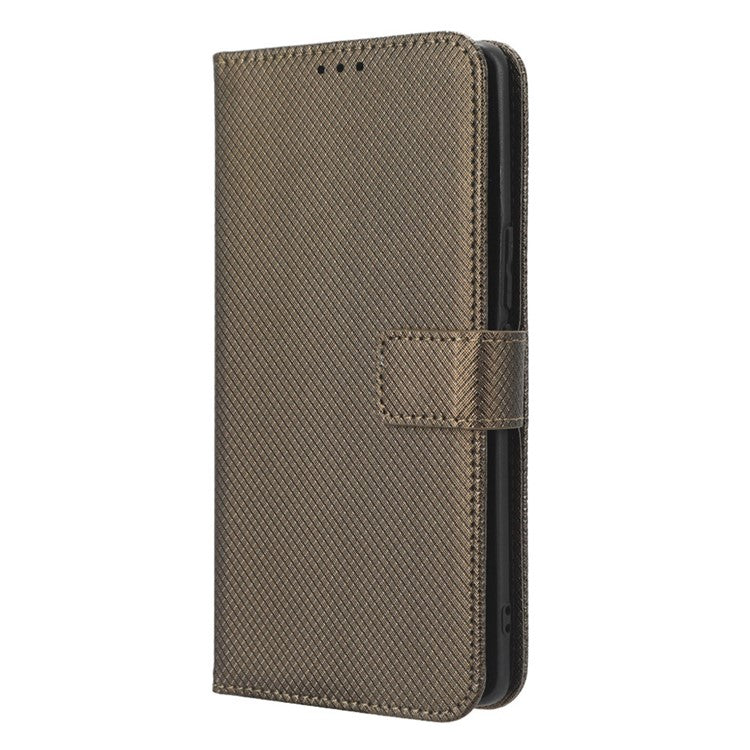 For vivo S16 / S16 Pro / V27 / V27 Pro Phone Stand Case PU Leather Diamond Texture Wallet Phone Cover - Brown