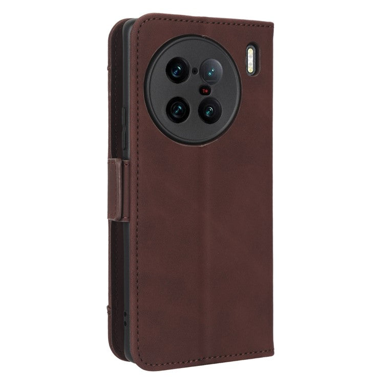 For vivo X90 Pro+ 5G PU Leather Flip Cover Multiple Card Slots Stand Wallet Phone Case - Brown