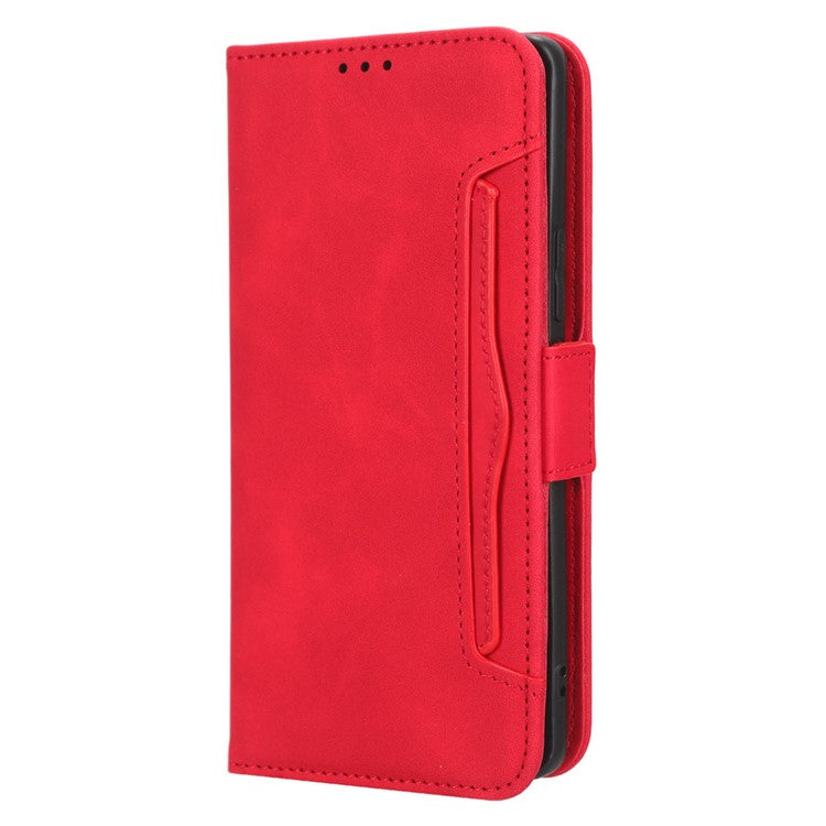 For vivo X90 Pro+ 5G PU Leather Flip Cover Multiple Card Slots Stand Wallet Phone Case - Red