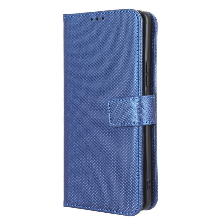 For vivo X90 Pro+ 5G PU Leather Phone Case Diamond Texture Wallet Stand Cell Phone Cover - Blue