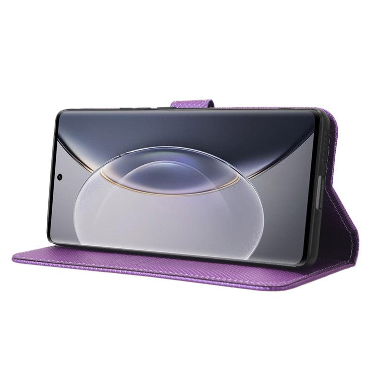 For vivo X90 Pro+ 5G PU Leather Phone Case Diamond Texture Wallet Stand Cell Phone Cover - Purple