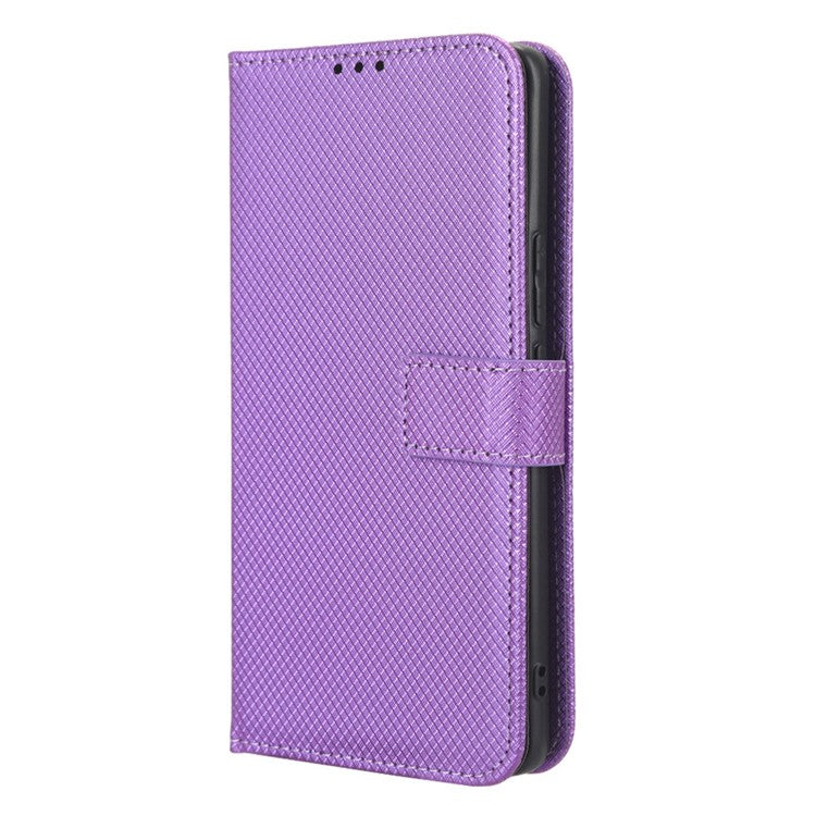 For vivo X90 Pro+ 5G PU Leather Phone Case Diamond Texture Wallet Stand Cell Phone Cover - Purple