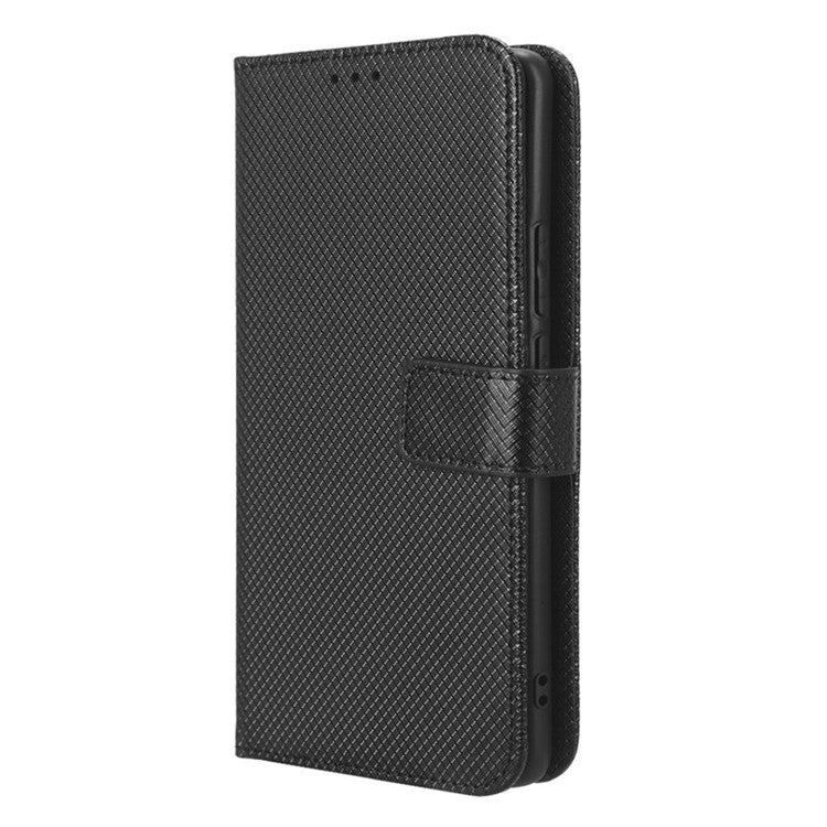 Diamond Texture Phone Leather Case for vivo X90 Pro 5G, Wallet Cell Phone Phone Stand Cover - Black