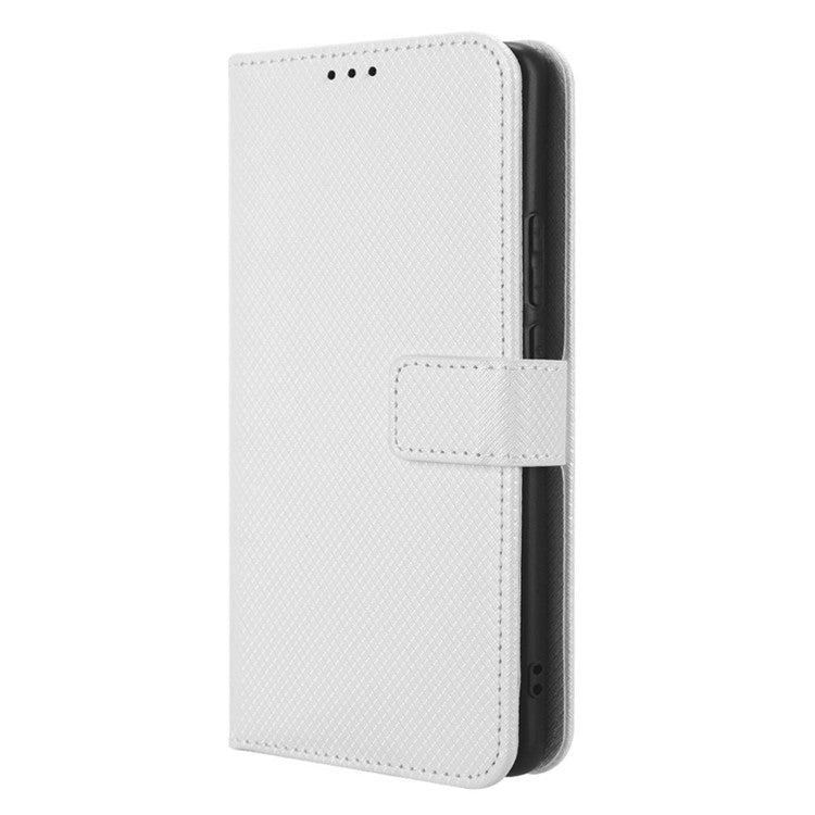 Diamond Texture Phone Leather Case for vivo X90 Pro 5G, Wallet Cell Phone Phone Stand Cover - White