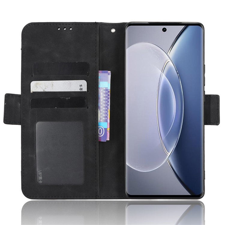 For vivo X90 Pro 5G Multiple Card Slots PU Leather Phone Cover Stand Wallet Phone Case - Black