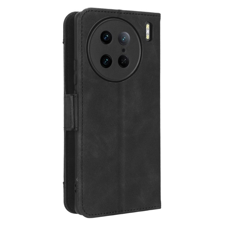 For vivo X90 Pro 5G Multiple Card Slots PU Leather Phone Cover Stand Wallet Phone Case - Black