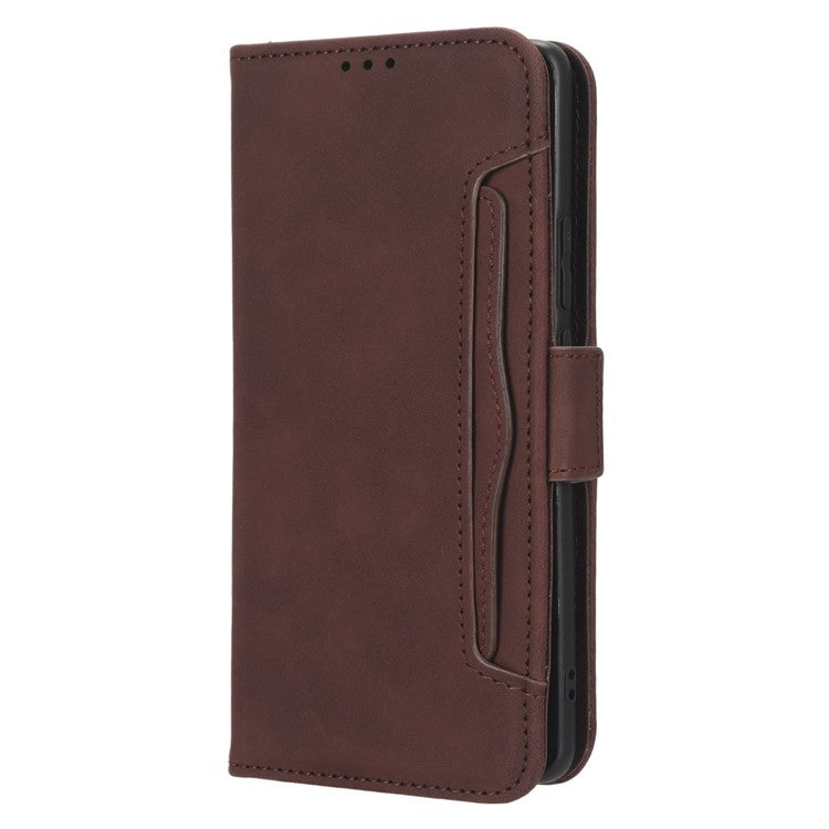 For vivo X90 Pro 5G Multiple Card Slots PU Leather Phone Cover Stand Wallet Phone Case - Brown