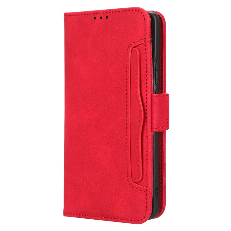 For vivo X90 Pro 5G Multiple Card Slots PU Leather Phone Cover Stand Wallet Phone Case - Red