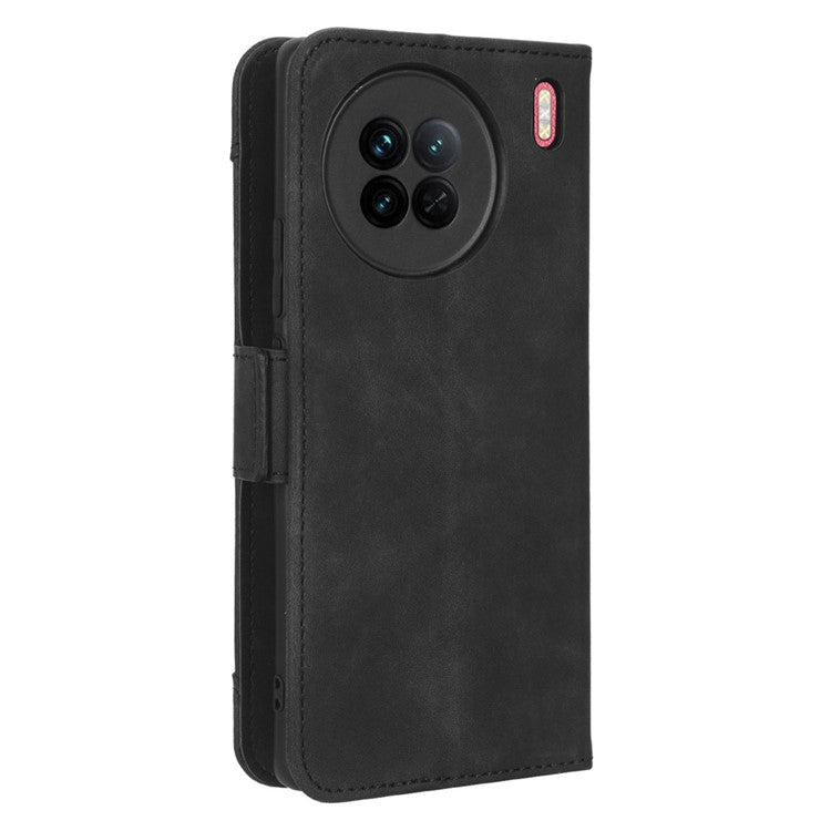 For vivo X90 5G PU Leather Phone Cover Multiple Card Slots Stand Wallet Drop Resistant Phone Case - Black