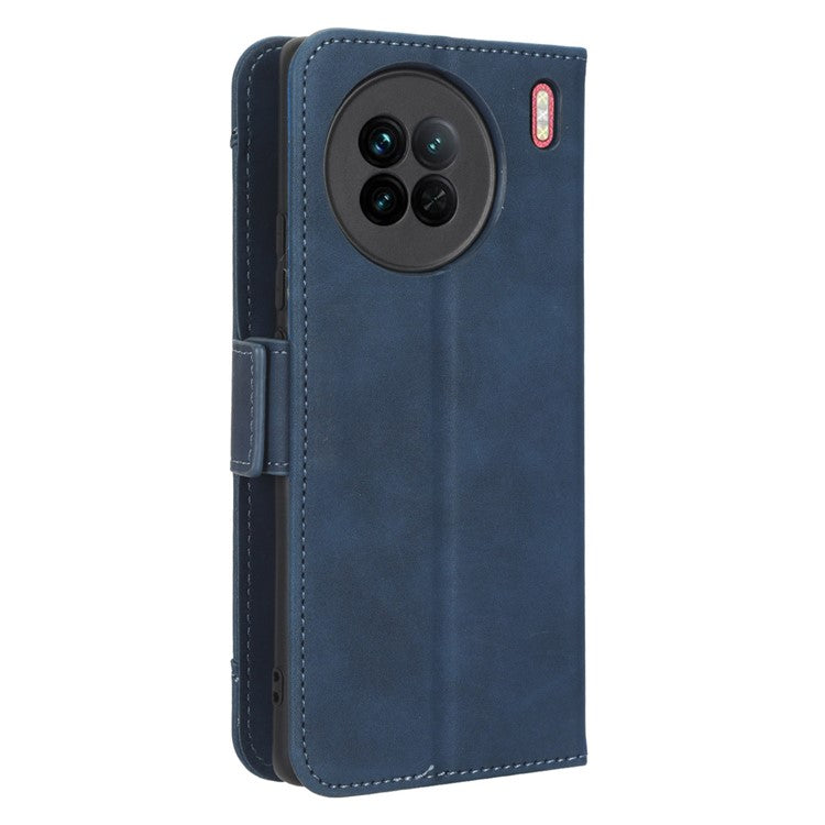 For vivo X90 5G PU Leather Phone Cover Multiple Card Slots Stand Wallet Drop Resistant Phone Case - Blue